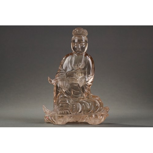 Guanyin sculpted in rock crystal smoked